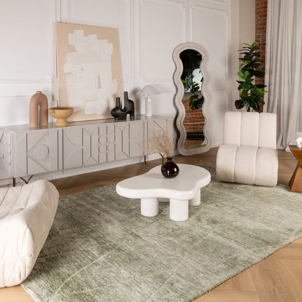 Homeroots 7' X 10' Green And Ivory Geometric Power Loom Distressed Non Skid Area Rug  Polyester 534401