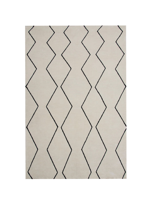 Homeroots 7' X 10' Beige And Black Geometric Power Loom Distressed Non Skid Area Rug  Polyester 534404