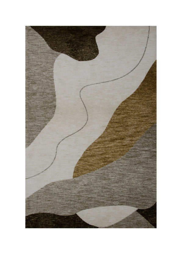 Homeroots 7' X 10' Beige And Brown Abstract Power Loom Distressed Area Rug  Polyester 534407