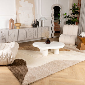 Homeroots 8' X 11' Beige And Brown Abstract Power Loom Distressed Non Skid Area Rug  Polyester 534408