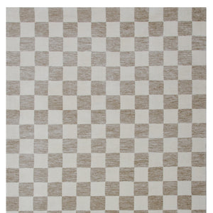 Homeroots 5' X 8' Beige And Brown Checkered Power Loom Area Rug  Polyester 534412