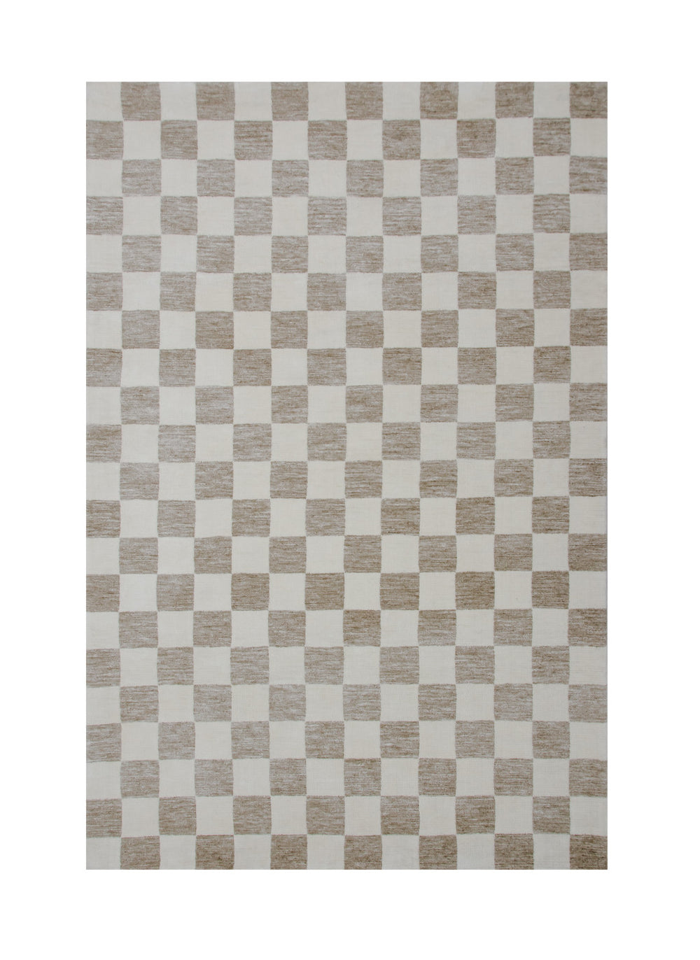 Homeroots 7' X 10' Beige And Brown Checkered Power Loom Area Rug  Polyester 534413