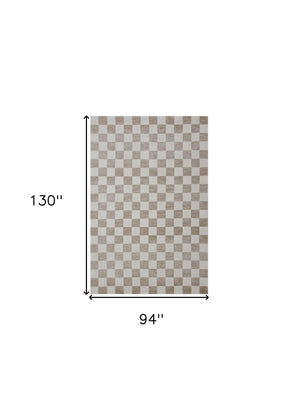 Homeroots 8' X 11' Beige And Brown Checkered Power Loom Area Rug  Polyester 534414