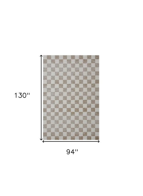 Homeroots 8' X 11' Beige And Brown Checkered Power Loom Area Rug  Polyester 534414