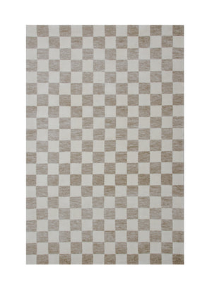 Homeroots 8' X 11' Beige And Brown Checkered Power Loom Area Rug  Polyester 534414