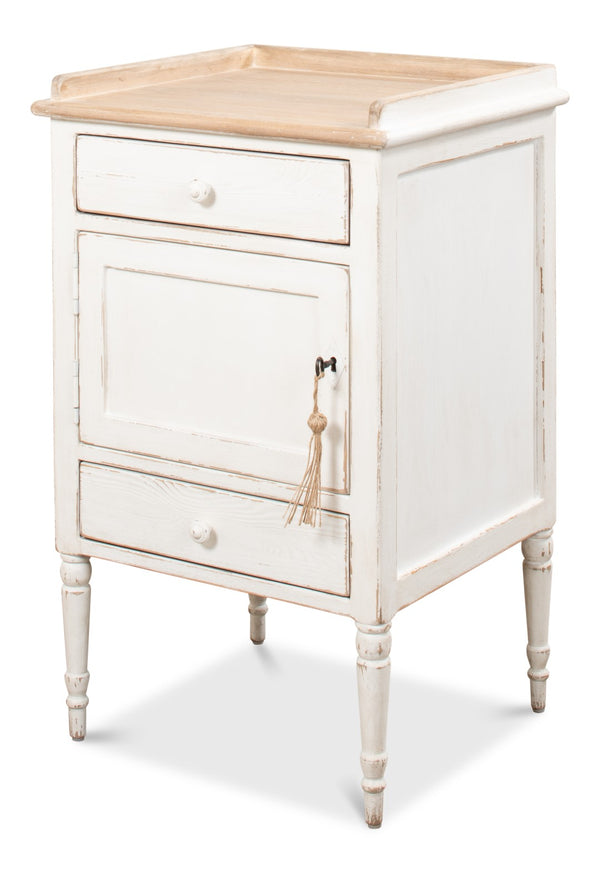 Sarreid Rose Side Table Left - Antique White Base With Natural Pine Top For Elegant Home Décor Solutions White  53441l