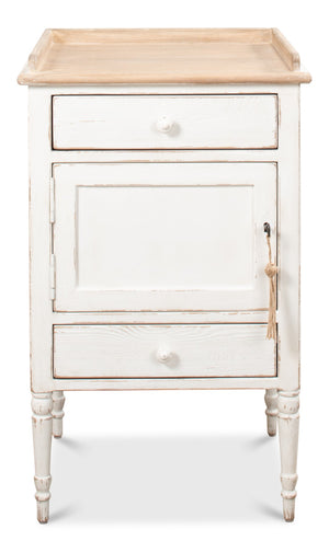 Sarreid Rose Side Table Left - Antique White Base With Natural Pine Top For Elegant Home Décor Solutions White  53441l