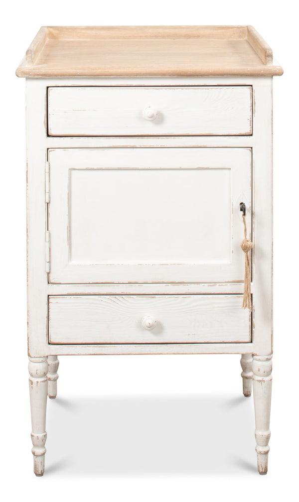 Sarreid Rose Side Table Left - Antique White Base With Natural Pine Top For Elegant Home Décor Solutions White  53441l