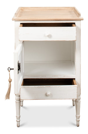 Sarreid Rose Side Table Left - Antique White Base With Natural Pine Top For Elegant Home Décor Solutions White  53441l