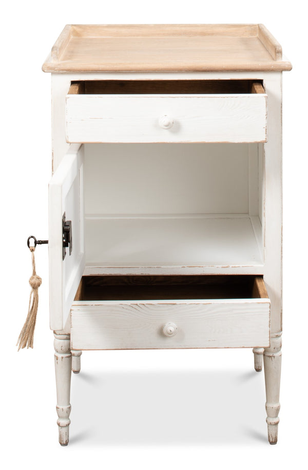 Sarreid Rose Side Table Left - Antique White Base With Natural Pine Top For Elegant Home Décor Solutions White  53441l