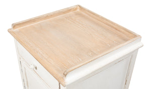 Sarreid Rose Side Table Left - Antique White Base With Natural Pine Top For Elegant Home Décor Solutions White  53441l
