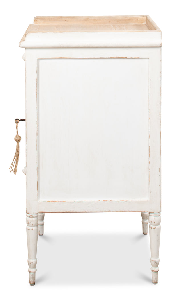 Sarreid Rose Side Table Left - Antique White Base With Natural Pine Top For Elegant Home Décor Solutions White  53441l