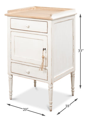 Sarreid Rose Side Table Left - Antique White Base With Natural Pine Top For Elegant Home Décor Solutions White  53441l