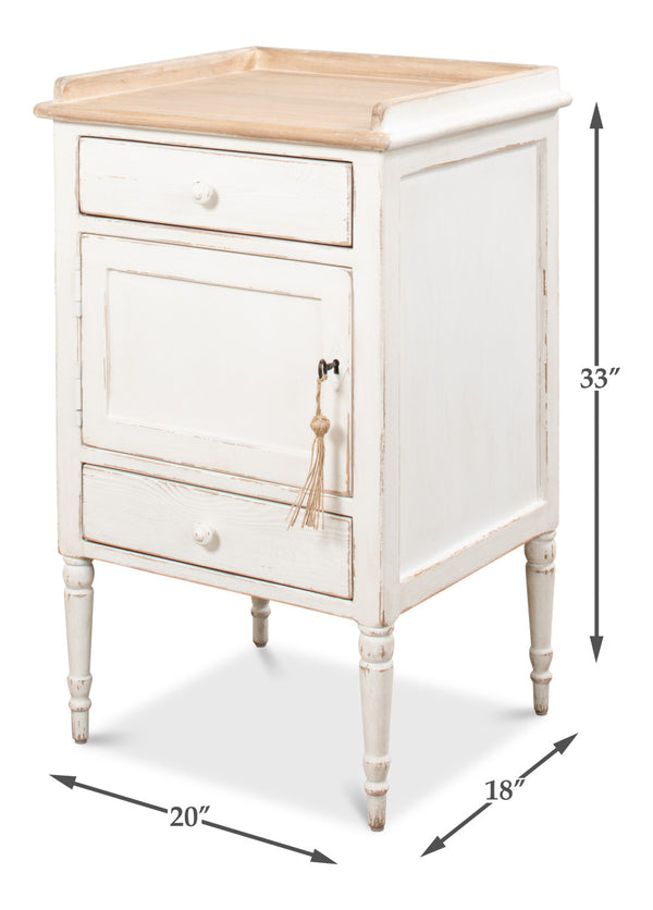 Sarreid Rose Side Table Left - Antique White Base With Natural Pine Top For Elegant Home Décor Solutions White  53441l