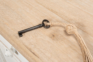 Sarreid Rose Side Table Right - Antique White Base With Natural Pine Top For Rustic Charm In Any Room White  53441r