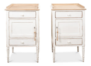 Sarreid Rose Side Table Right - Antique White Base With Natural Pine Top For Rustic Charm In Any Room White  53441r