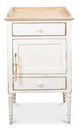 Sarreid Rose Side Table Right - Antique White Base With Natural Pine Top For Rustic Charm In Any Room White  53441r
