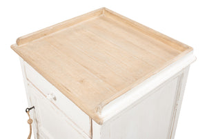 Sarreid Rose Side Table Right - Antique White Base With Natural Pine Top For Rustic Charm In Any Room White  53441r