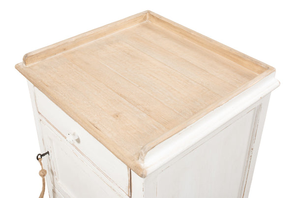 Sarreid Rose Side Table Right - Antique White Base With Natural Pine Top For Rustic Charm In Any Room White  53441r