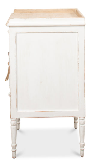 Sarreid Rose Side Table Right - Antique White Base With Natural Pine Top For Rustic Charm In Any Room White  53441r