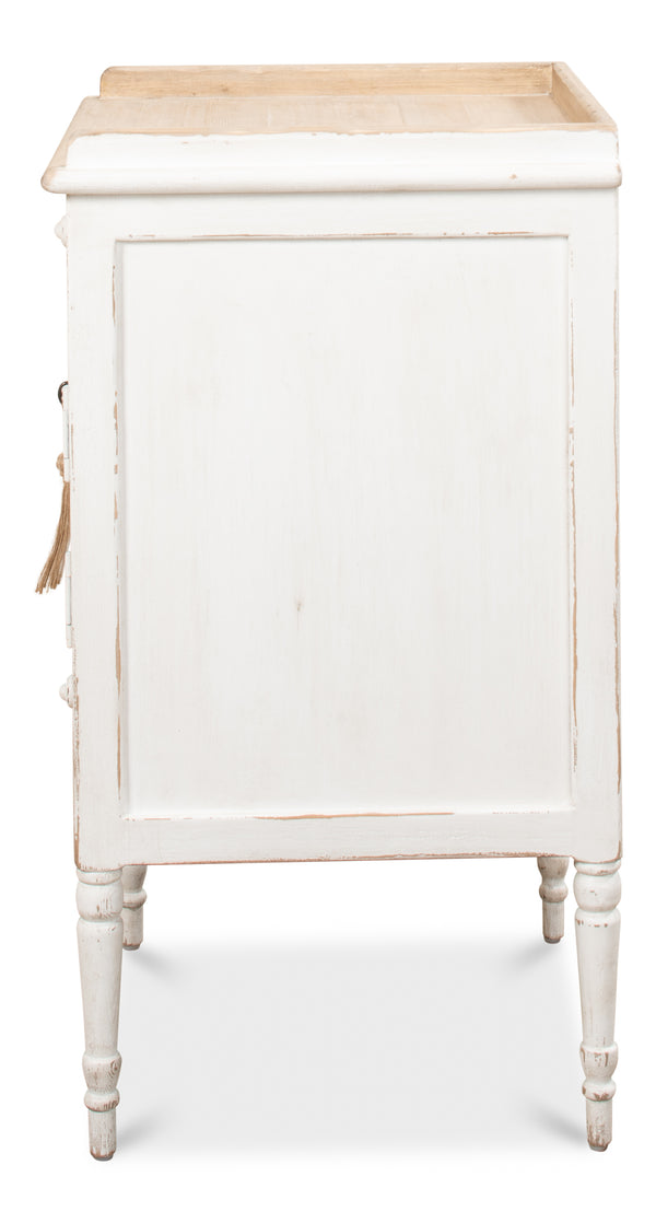 Sarreid Rose Side Table Right - Antique White Base With Natural Pine Top For Rustic Charm In Any Room White  53441r