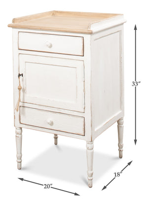 Sarreid Rose Side Table Right - Antique White Base With Natural Pine Top For Rustic Charm In Any Room White  53441r