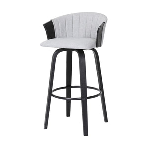 Homeroots 26" Light Gray And Black Fabric Swivel Counter Height Bar Chair   534420