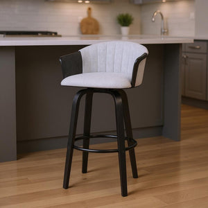 HomeRoots 26" Modern Swivel Counter Height Bar Chair - Light Gray Fabric with Black Base for Stylish Comfort 534420