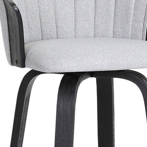 Homeroots 26" Light Gray And Black Fabric Swivel Counter Height Bar Chair   534420