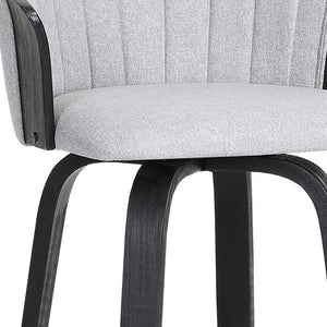 Homeroots 30" Light Gray And Black Fabric Swivel Bar Height Bar Chair   534425