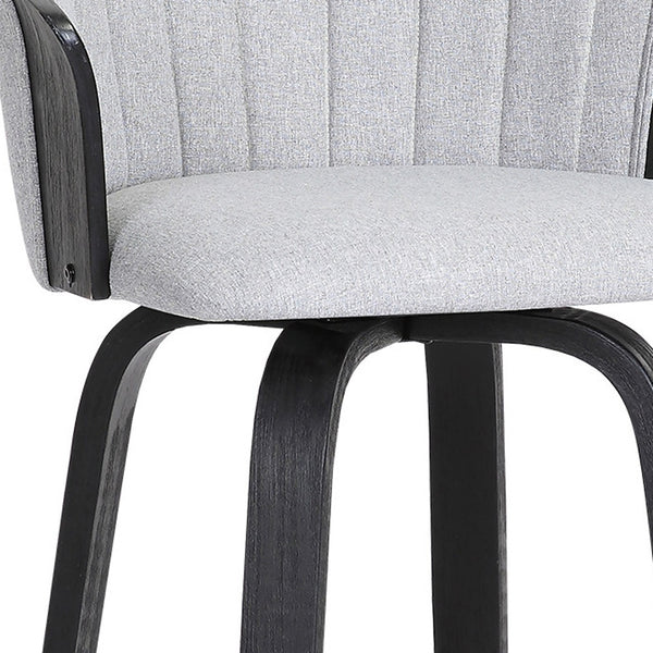 Homeroots 30" Light Gray And Black Fabric Swivel Bar Height Bar Chair   534425