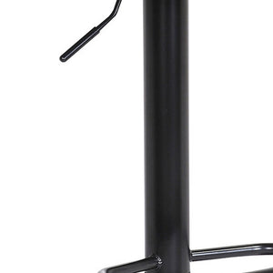 Homeroots Cream And Black Faux Leather With Metal Swivel Adjustable Height Bar Chair   534426