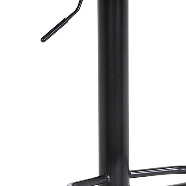 Homeroots Cream And Black Faux Leather With Metal Swivel Adjustable Height Bar Chair   534426