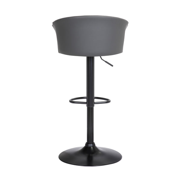 Homeroots Gray And Black Faux Leather With Metal Swivel Adjustable Height Bar Chair   534428
