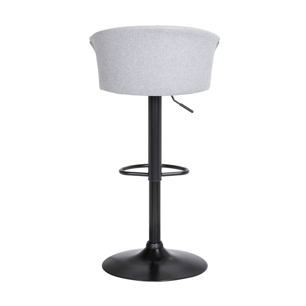 Homeroots Light Gray And Black Fabric With Metal Swivel Adjustable Height Bar Chair   534429