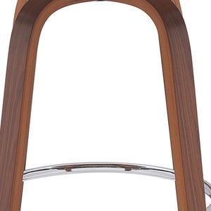 Homeroots 26" Cream And Wood Brown Faux Leather Swivel Low Back Counter Height Bar Chair   534431