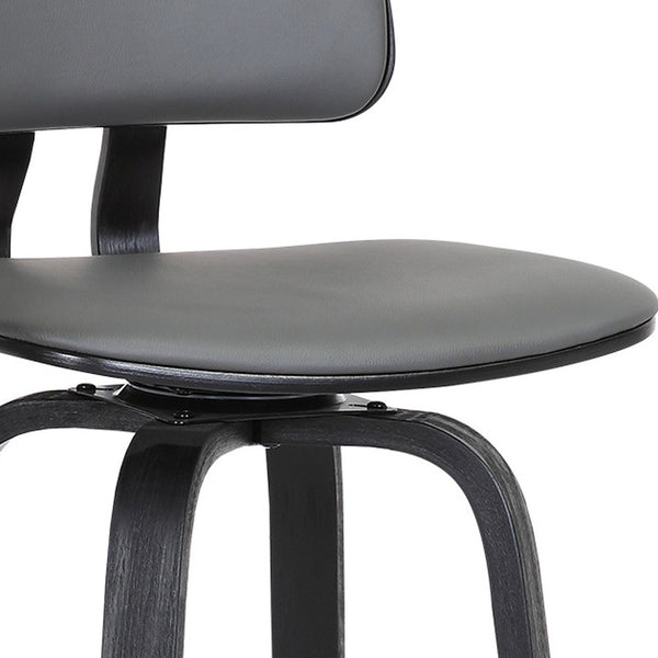 Homeroots 26" Gray And Black Faux Leather Swivel Low Back Counter Height Bar Chair   534433