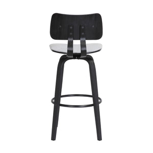 Homeroots 26" Light Gray And Black Fabric Swivel Low Back Counter Height Bar Chair   534434