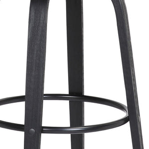 Homeroots 26" Light Gray And Black Fabric Swivel Low Back Counter Height Bar Chair   534434