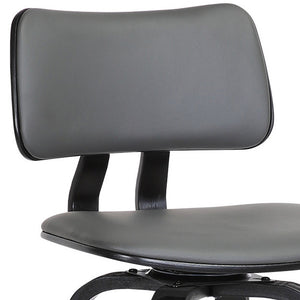 Homeroots 30" Gray And Black Faux Leather Swivel Low Back Bar Height Bar Chair   534438