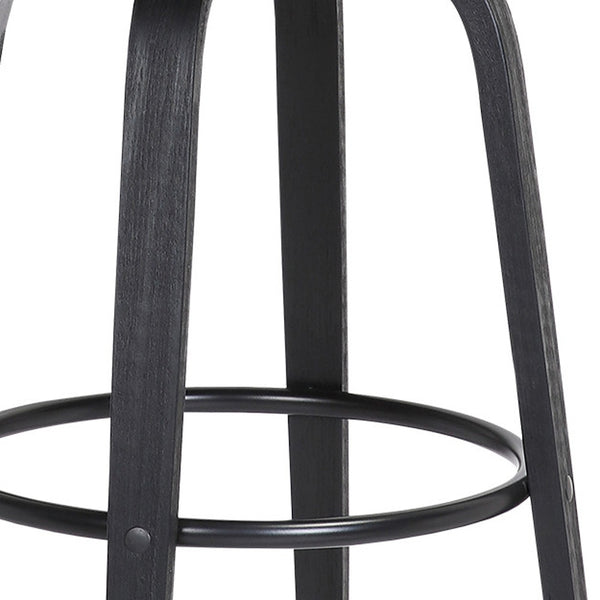 Homeroots 30" Light Gray And Black Fabric Swivel Low Back Bar Height Bar Chair   534439