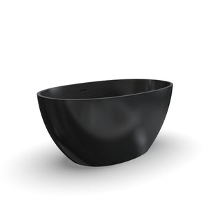 English Elm 55 Inch Freestanding Solid Surface Soaking Tub Matte White Ergonomic Bathtub W1613P351367