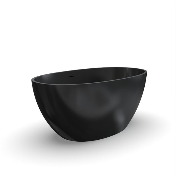 English Elm 55 Inch Freestanding Solid Surface Soaking Tub Matte White Ergonomic Bathtub W1613P351367