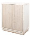 Sarreid Stefano Antique White Two Door Commode - Weathered Pine Wood Storage For Timeless Elegance White  53444
