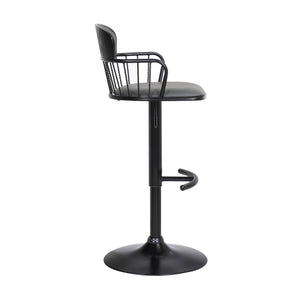 Homeroots Gray And Black Faux Leather With Metal Swivel Low Back Adjustable Height Bar Chair   534446