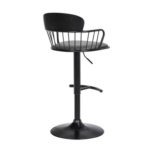 Homeroots Gray And Black Faux Leather With Metal Swivel Low Back Adjustable Height Bar Chair   534446