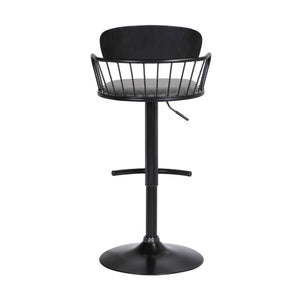 Homeroots Gray And Black Faux Leather With Metal Swivel Low Back Adjustable Height Bar Chair   534446