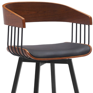 Homeroots 27" Black Faux Leather And Metal Swivel Low Back Counter Height Bar Chair   534449