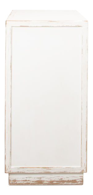 Sarreid Stefano Antique White Two Door Commode - Weathered Pine Wood Storage For Timeless Elegance White  53444