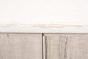 Sarreid Stefano Antique White Two Door Commode - Weathered Pine Wood Storage For Timeless Elegance White  53444